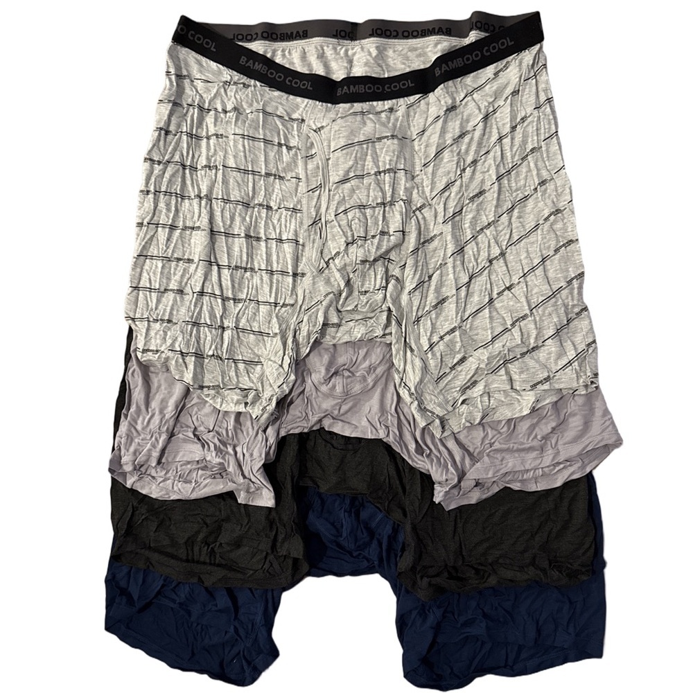 BAMBOO Men's 4 Boxer Briefs - Navy blue, dark and light gray, gray with black